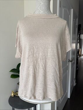 Cream Linen Short Sleeve Women’s Top